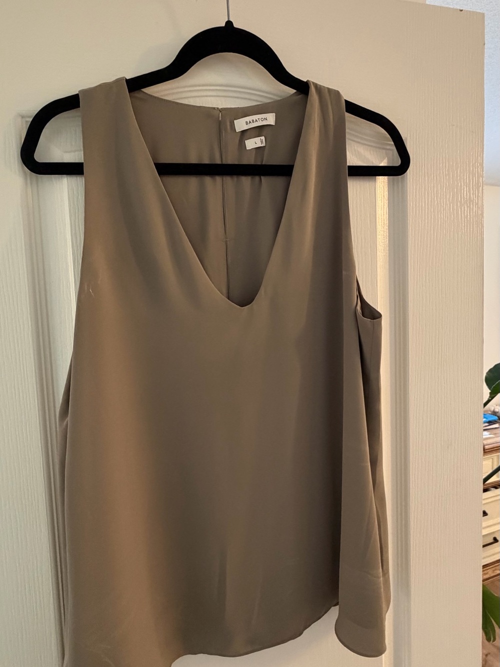 Babaton Taupe V-Neck Sleeveless Top